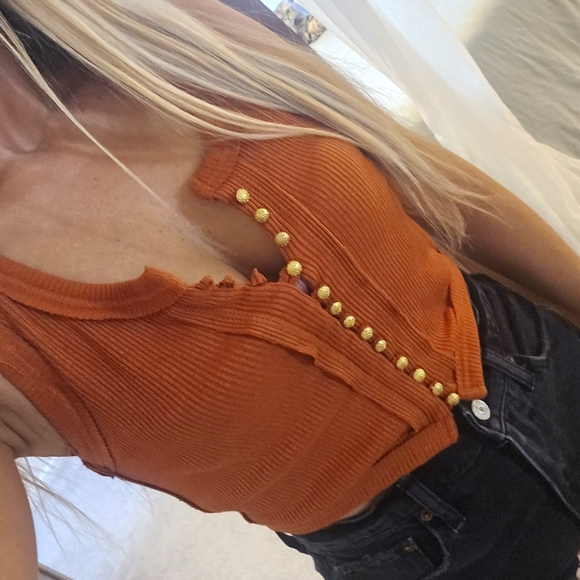 Free people cropped ribbed tank top new sz M - Picture 1 of 11